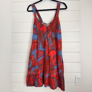 Mossimo Size Small Blue & Orange Sleeveless Sundress/ Coverup With Pockets